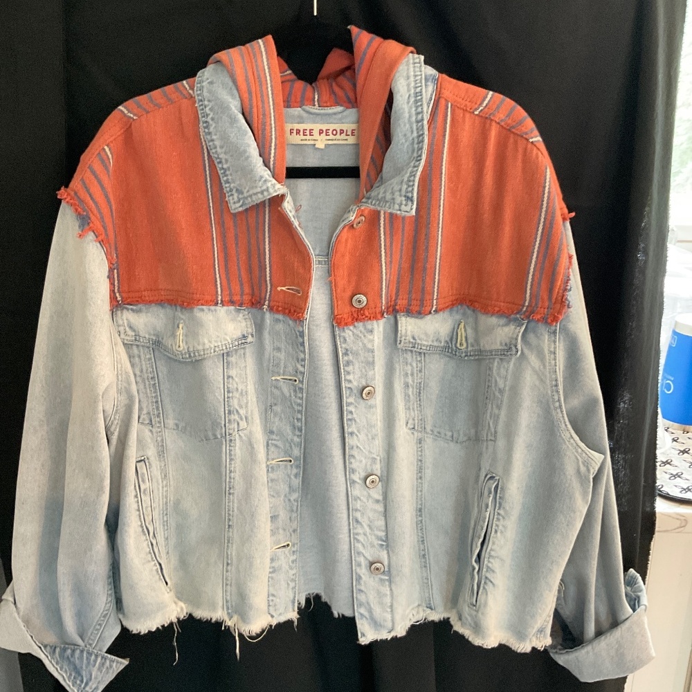 FREE PEOPLE , denim jean jacket, size  LARGE